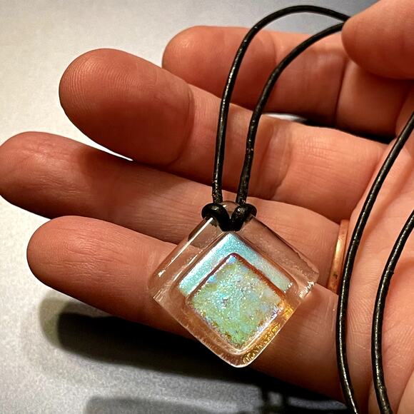 3 for $15CLEARANCE Layered Iridescent Artisan Glass Pendant - Picture 5 of 7